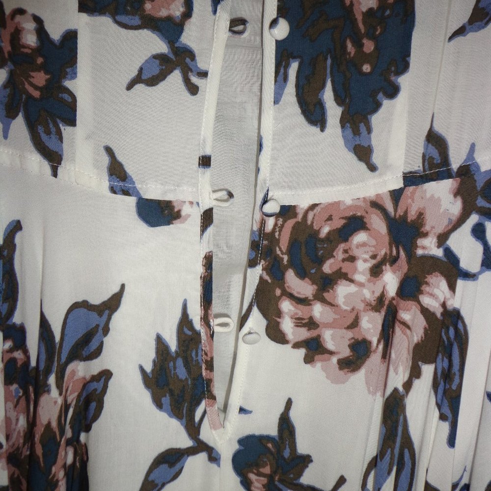FIRM Free People First Kiss Asymmetrical Maxi Dress S/P 3/4 Sleeve Floral Lined - Picture 11 of 16
